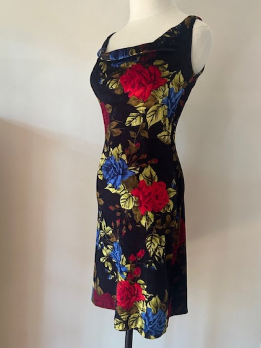 Vintage Betsey Johnson New York Floral Velvet Dress